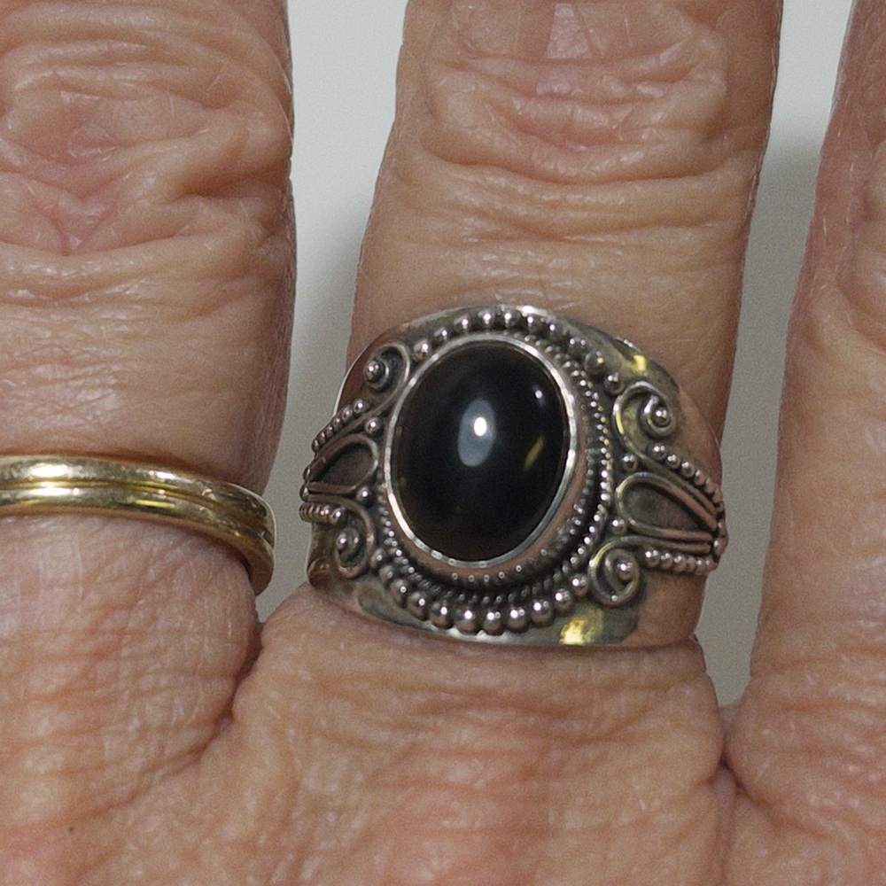 Black Onyx Sterling Silver Ring | Sz 7